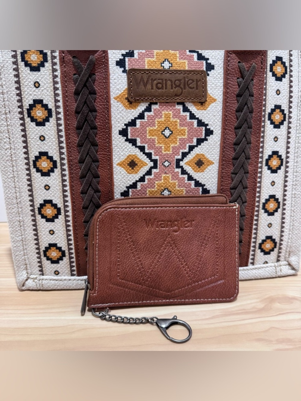 Wrangler SOUTHWEST PRINT MINI TOTE Crossbody Purse w/Strap + Mini Zip Card Case - Picture 12 of 15